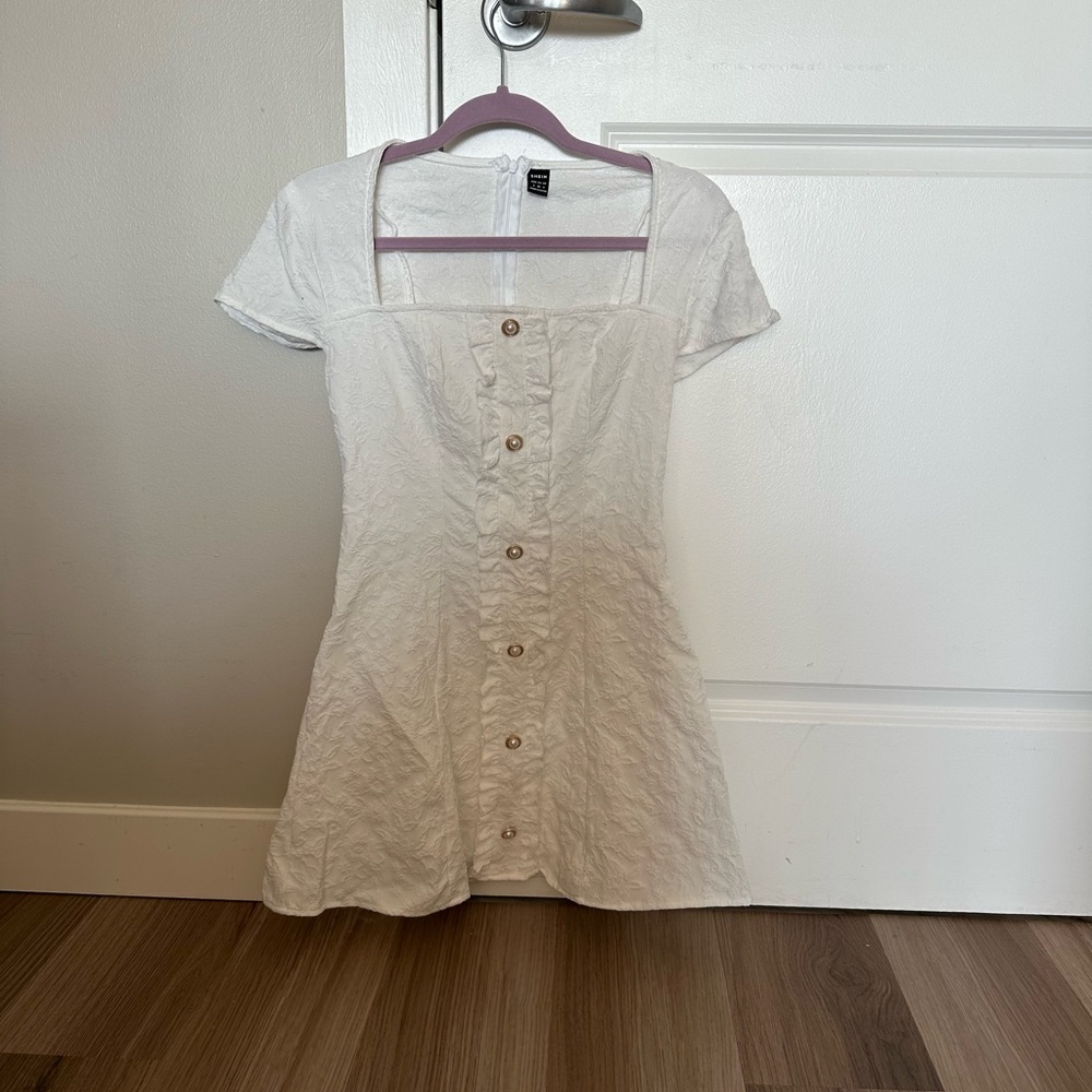 White Button-Down Mini Dress